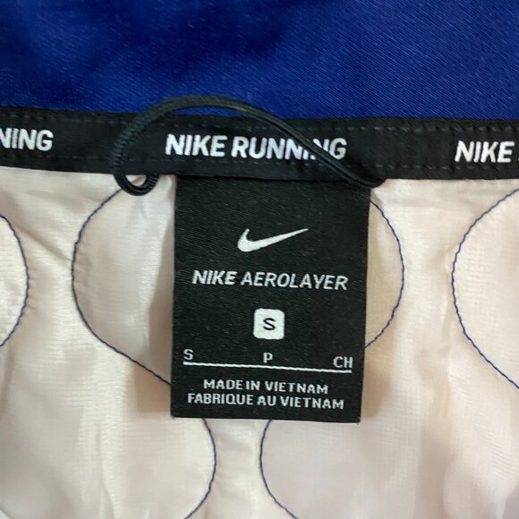 Nike Vest Women's Small Blue Gray Pink Aerolayer Running Quilted Puffer Full Zip - Picture 4 of 10